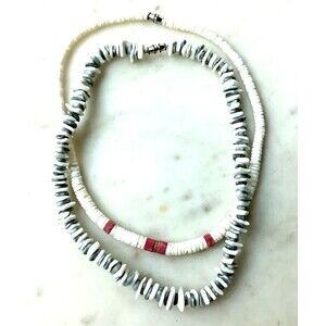 2 Genuine Shell Necklaces Vintage Y2K Heishi Shells Chips 15" and 16"